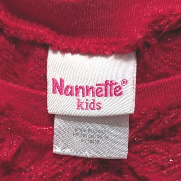 Nannette Kids Girls Red Fuzzy Sparkle Faux Fur Sweater Size 6 – Cozy & Festive - Picture 8 of 9